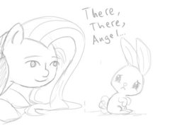 Size: 500x357 | Tagged: safe, angel bunny, fluttershy, g4, le lenny face, sketch, this will end in tears and/or death