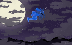 Size: 3840x2400 | Tagged: safe, artist:alexsalinasiii, princess luna, g4, cloud, female, flying, full moon, moon, night, night sky, scenery, sky, solo