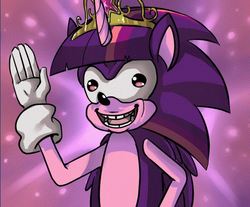 Size: 599x497 | Tagged: safe, artist:pekou, twilight sparkle, alicorn, pony, g4, big crown thingy, crossover, faic, male, nightmare fuel, sanic, sonic the hedgehog, sonic the hedgehog (series), species swap