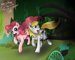 Size: 900x720 | Tagged: safe, artist:spittfireart, pinkie pie, oc, g4, everfree forest, running