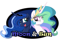 Size: 7000x5000 | Tagged: safe, artist:thebrokencog, princess celestia, princess luna, alicorn, pony, g4, absurd resolution, crown, duo, female, jewelry, looking at you, mare, regalia, simple background, smiling, transparent background