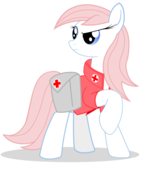 Size: 2400x2800 | Tagged: safe, artist:bludraconoid, nurse redheart, earth pony, pony, g4, alternate clothes, alternate hairstyle, female, first aid, mare, nurse, raised hoof, saddle bag, simple background, solo, transparent background, vector