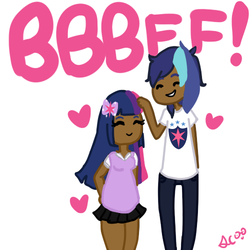 Size: 500x500 | Tagged: safe, artist:sweet-sugar-tits, shining armor, twilight sparkle, human, g4, bbbff, cute, dark skin, exclamation point, heart, humanized, siblings