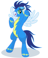 Size: 807x989 | Tagged: safe, artist:elsdrake, soarin', pony, g4, bipedal, goggles, male, simple background, solo, transparent background, vector, wonderbolts uniform