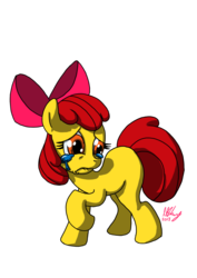 Size: 700x990 | Tagged: safe, artist:projectzuel, apple bloom, earth pony, pony, g4, crying, female, filly, foal, sad, simple background, solo, transparent background