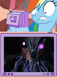 Size: 559x768 | Tagged: safe, rainbow dash, zombie, g4, beast hunters, breakdown, exploitable meme, terrorcon, transformers, transformers prime, tv meme