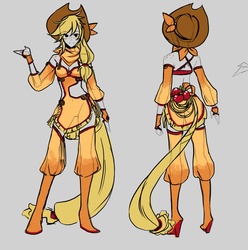 Size: 1106x1116 | Tagged: safe, artist:generalcowslip, applejack, human, g4, clothes, dress, humanized, tailed humanization