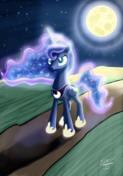 Size: 2800x4000 | Tagged: safe, artist:deathknightcommander, princess luna, g4, female, glowing, moon, moonlight, night, solo