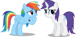 Size: 8676x4246 | Tagged: safe, artist:austiniousi, rainbow dash, rarity, pegasus, pony, unicorn, g4, absurd resolution, alternate hairstyle, duckface, duo, duo female, female, mare, pouting, simple background, transparent background, vector