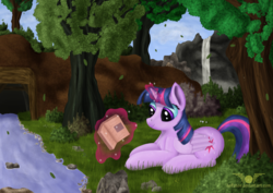 Size: 1063x752 | Tagged: safe, artist:heffatos, twilight sparkle, alicorn, pony, g4, book, female, magic, mare, reading, solo, twilight sparkle (alicorn)