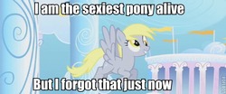 Size: 650x270 | Tagged: safe, derpy hooves, pony, g4, female, image macro, sexiest pony alive, silly, silly pony, solo