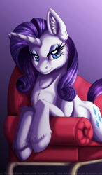 Size: 800x1367 | Tagged: safe, artist:inuhoshi-to-darkpen, rarity, g4, chest fluff, couch, fainting couch, female, realistic, solo, unshorn fetlocks