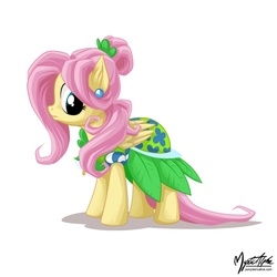 Size: 996x996 | Tagged: safe, artist:mysticalpha, fluttershy, g4, alternate hairstyle, clothes, dress, female, solo