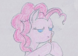 Size: 1193x870 | Tagged: safe, artist:limeylassen, pinkie pie, g4, candy cane, female, solo, traditional art, youtube