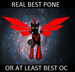 Size: 500x481 | Tagged: safe, oc, oc only, oc:niggertron, best pony, red and black oc, solo