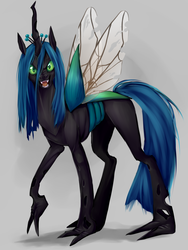 Size: 1200x1600 | Tagged: safe, artist:ninetail-fox, queen chrysalis, changeling, changeling queen, g4, female, solo