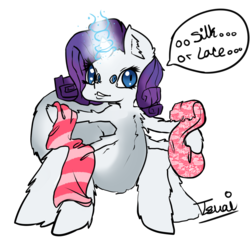 Size: 1280x1280 | Tagged: safe, artist:tesuai, rarity, monster pony, original species, spider, spiderpony, g4, fabric, female, fluffy, magic, simple background, solo, species swap, transparent background, wat