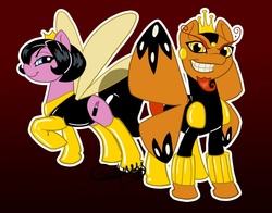 Size: 900x707 | Tagged: safe, artist:courtneydoodles, dr. girlfriend, dr. mrs. monarch, ponified, the monarch, the venture bros.