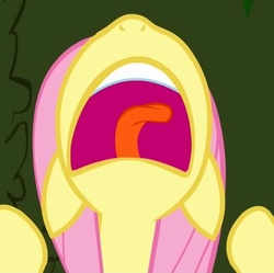 Size: 641x639 | Tagged: safe, screencap, fluttershy, g4, the return of harmony, canterlot hedge maze, cropped, faic, female, hedge maze, maze, screaming, solo, tongue out