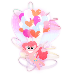Size: 1296x1438 | Tagged: safe, artist:krewellahanoi, pinkie pie, g4, balloon, female, solo, then watch her balloons lift her up to the sky