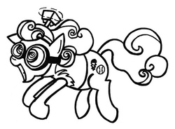 Size: 570x419 | Tagged: safe, artist:samueleallen, screwball, g4, my little pony: friendship is magic, wonderbolts academy, clothes, female, goggles, hat, monochrome, propeller hat, solo, swirly eyes, uniform, wonderbolts uniform