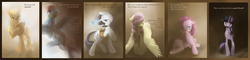 Size: 5000x1200 | Tagged: safe, artist:wolfiedrawie, applejack, fluttershy, pinkie pie, rainbow dash, rarity, twilight sparkle, earth pony, pegasus, pony, unicorn, g4, comic, dialogue, gem, hat, horn, mane six, question, sad