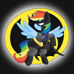 Size: 900x900 | Tagged: safe, artist:blackbewhite2k7, rainbow dash, g4, batdash, batman, batmare, crossover, female, logo, parody, solo