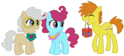 Size: 1180x532 | Tagged: safe, artist:madmax, artist:wolfnanaki, carrot cake, cup cake, mayor mare, g4, filly, younger