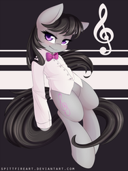 Size: 1200x1600 | Tagged: safe, artist:spittfireart, octavia melody, earth pony, pony, g4, blushing, bow, bowtie, clothes, cute, female, looking at you, mare, music notes, shirt, smiling, smiling at you, solo, tavibetes