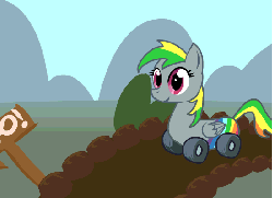 Size: 550x400 | Tagged: artist needed, safe, oc, oc only, oc:wheely bopper, original species, pegasus, pony, wheelpone, g4, 2013, adorawat, animated, behaving like a car, car, cute, female, honk, honk honk, nostalgia, ocbetes, solo, sound effects, wat, what has science done, wheel