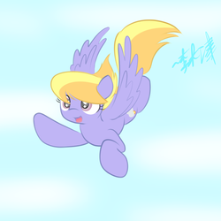 Size: 1000x1000 | Tagged: safe, artist:lightningnickel, cloud kicker, pegasus, pony, g4, background pony, commission, female, flying, solo