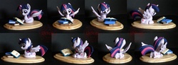 Size: 4060x1488 | Tagged: safe, artist:viistar, twilight sparkle, alicorn, pony, g4, cute, female, lying down, mare, ponyloaf, prone, reading, sculpture, turnaround, twiabetes, twilight sparkle (alicorn)