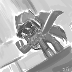 Size: 900x900 | Tagged: safe, artist:johnjoseco, pony, cape, clothes, crossover, darth vader, grayscale, helmet, monochrome, ponified, solo, star wars