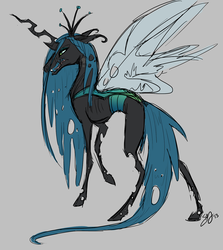 Size: 1280x1433 | Tagged: safe, artist:probablyfakeblonde, queen chrysalis, changeling, changeling queen, g4, crown, female, jewelry, regalia, solo