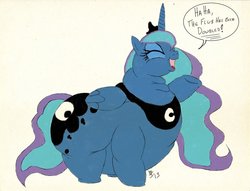 Size: 1021x782 | Tagged: safe, artist:squishyluna, princess luna, alicorn, pony, g4, fat, female, morbidly obese, obese, princess moonpig, solo, the fun has been doubled