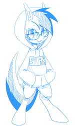Size: 300x500 | Tagged: safe, artist:30clock, rainbow dash, pegasus, pony, g4, bipedal, clothes, female, glasses, hoodie, mare, monochrome, pixiv, rainbow dork, simple background, solo, swag, white background
