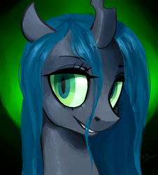 Size: 900x1000 | Tagged: safe, artist:xarakayx, queen chrysalis, changeling, changeling queen, g4, female, smiling, solo