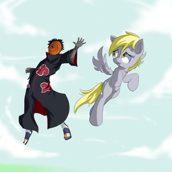 Size: 4000x4000 | Tagged: safe, artist:nac0n, derpy hooves, pegasus, pony, g4, absurd resolution, akatsuki, crossover, female, mare, naruto, tobi, uchiha obito