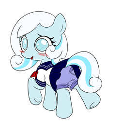 Size: 1542x1533 | Tagged: artist needed, safe, oc, oc only, oc:snowdrop, pony, blushing, clothes, foal, school uniform, skirt, solo, uniform