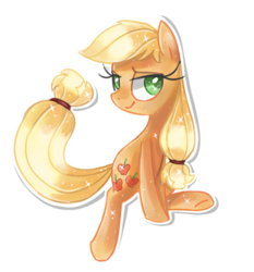 Size: 1024x1097 | Tagged: safe, artist:kaji-tanii, applejack, g4, female, looking at you, solo