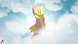 Size: 1920x1080 | Tagged: safe, artist:justaninnocentpony, fluttershy, g4, cloud, cloudy, female, solo, vector, wallpaper