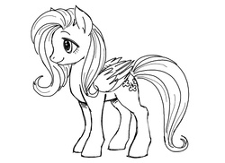 Size: 687x500 | Tagged: safe, artist:megasweet, fluttershy, pegasus, pony, g4, black and white, female, grayscale, mare, monochrome, simple background, solo, white background