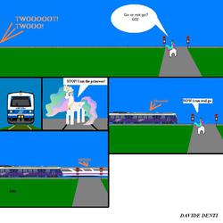 Size: 802x803 | Tagged: safe, princess celestia, g4, 1000 hours in ms paint, railroad, railroad crossing, safety, train