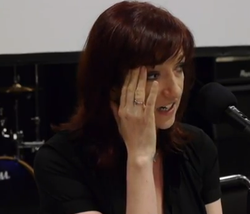 Size: 404x346 | Tagged: safe, human, barely pony related, irl, irl human, lauren faust, photo, reaction image, solo