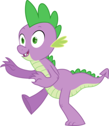 Size: 1024x1184 | Tagged: safe, artist:hawk9mm, spike, dragon, g4, secret of my excess, greed spike, male, open mouth, simple background, smiling, solo, teenage spike, teenaged dragon, teenager, transparent background, vector, walking