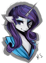 Size: 766x1044 | Tagged: safe, artist:mscootaloo, rarity, anthro, g4, female, portrait, solo