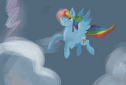 Size: 4000x2720 | Tagged: safe, artist:violetstar166, rainbow dash, g4, female, flying, rain, solo