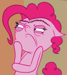 Size: 268x302 | Tagged: safe, artist:hotdiggedydemon, pinkie pie, .mov, shed.mov, g4, female, solo, unibrow, unsure