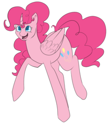 Size: 775x885 | Tagged: safe, artist:kittyisawolf, pinkie pie, alicorn, pony, g4, alicornified, female, mare, pinkiecorn, race swap, simple background, smiling, solo, transparent background, xk-class end-of-the-world scenario