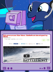 Size: 563x769 | Tagged: safe, princess luna, gamer luna, g4, e3, exploitable meme, star wars, star wars battlefront, tv meme